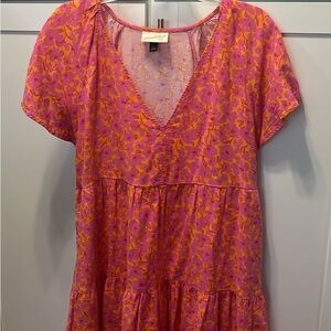 Universal Thread Pink and Orange Patterned Top